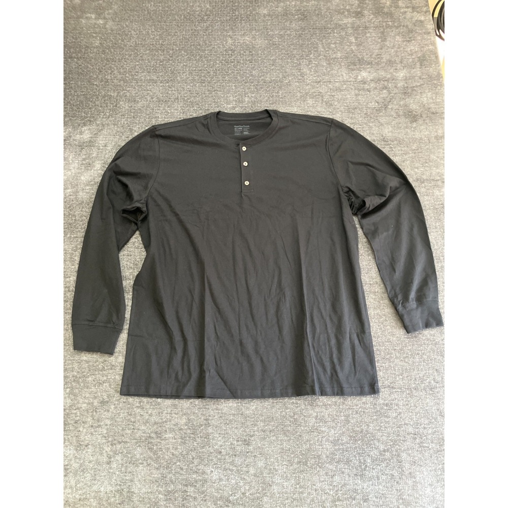 Fresh Clean Threads T-Shirt Mens 2XL Black Soft Knit Cotton Casual Henley Neck